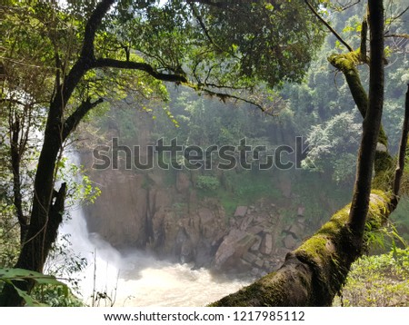 Waterfall in rainy season in tropical forest
