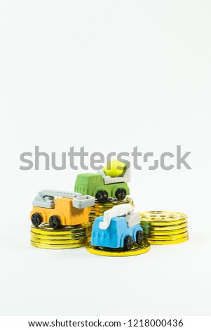  construction toy car on white background image.
