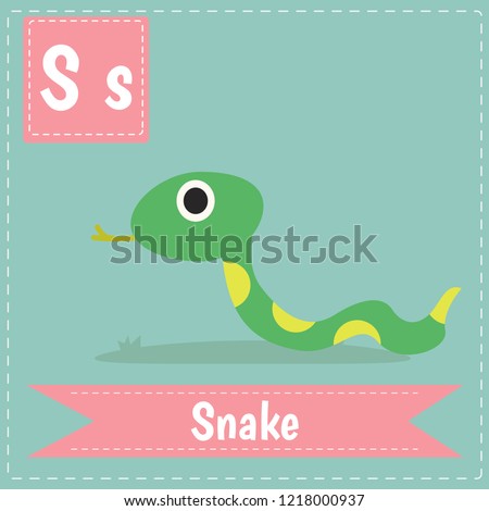 alphabet s letter flashcard
snake for kids learning English vocabulary.
Cute children ABC animal zoo.
Instruction media
Vector illustration.