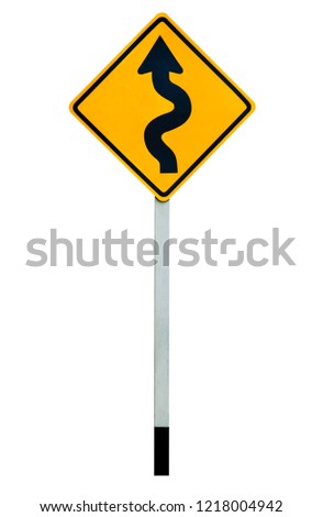 Winding ,curve or maze road sign or traffic sign isolated on white background with clipping path.