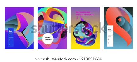 Vector Abstract 3D Colorful Gradient Geometric Curvy pattern background illustration. Set of Abstract Techno and cultural background for Cover, Poster, and print in Eps 10. 