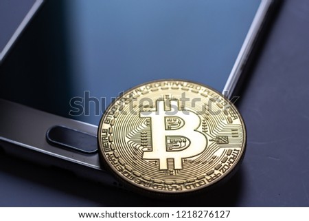 Cryptocurrency Bitcoin Ethereum Smartphone selective focus