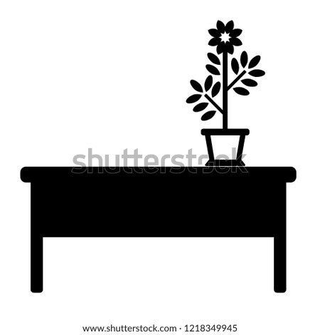 table icon vector with flower silhouette