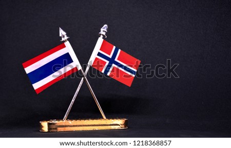 Thailand and Norway table flag with black Background