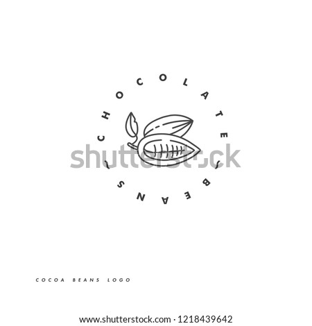 Vector illustration of cocoa beans. Linear style icon. Chocolate cocoa beans logo Royalty-Free Stock Photo #1218439642