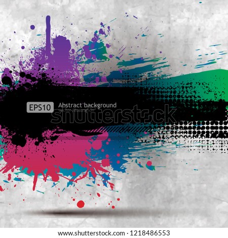 Grunge Old Paper Background Banner with a colorful rainbow ink splat effect
