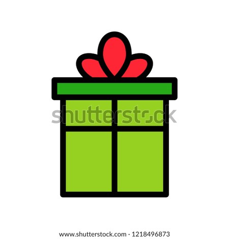 Christmas gift box icon,flat design editable stroke
