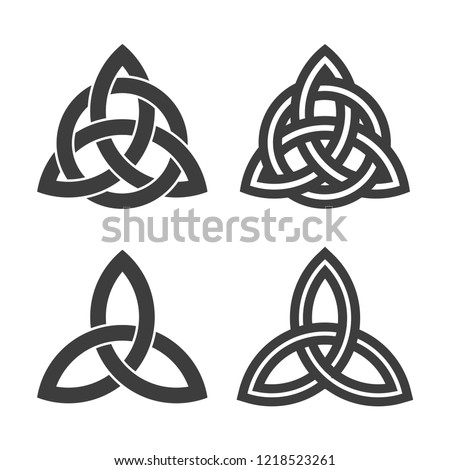 Triquetra symbol set of celtic trinity knot vector icon Royalty-Free Stock Photo #1218523261