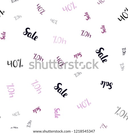 Dark Purple, Pink vector seamless background with 40 % signs of sales. Colored words of sales with gradient on white background. Backdrop for ads, leaflets of Black Friday.