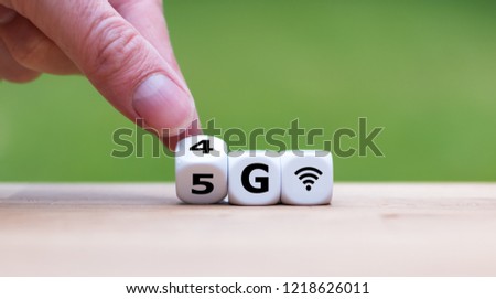 Symbol of the change from 4G to 5G Royalty-Free Stock Photo #1218626011