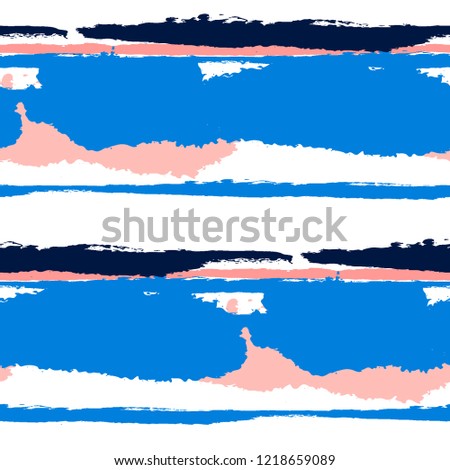 Grunge Stripes. Painted Lines. Texture with Horizontal Dry Brush Strokes. Scribbled Grunge Rapport for Cloth, Fabric, Textile. Trendy Vector Background with Stripes