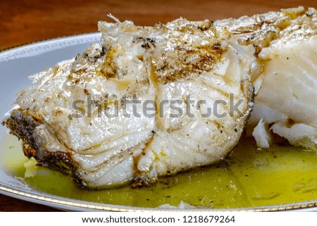 Baked cod with olive oil