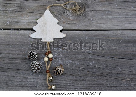 flat lay, Christmas background, design, composition on a wooden background, horizontal frame
