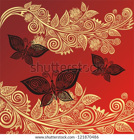 Floral pattern background butterfly vector illustration