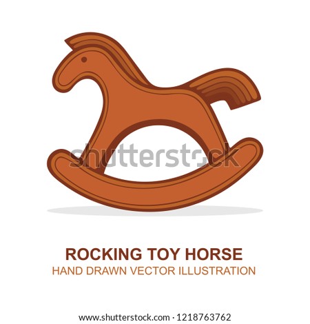 Rocking toy horse.
Toy rocking horse hand drawn vector illustration.