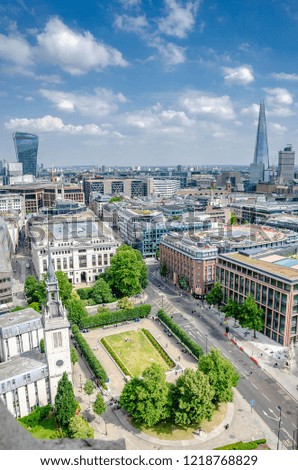 View over city of London from St Paul's cathedral,London, United Kingdom