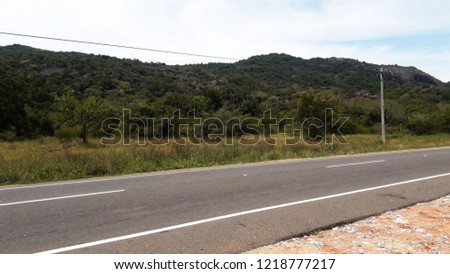 Rural area asphalt road in Sri Lanka through forest.