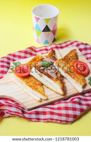 Roasted Tuna Sandwich With Coffe, Meal Breakfast