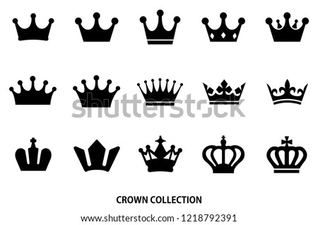 crown icon set / Black color Royalty-Free Stock Photo #1218792391