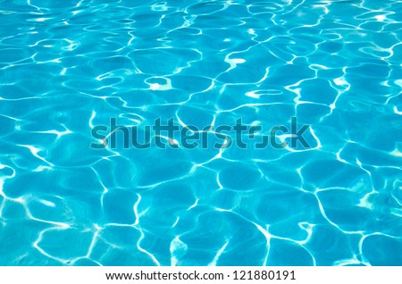 Blue pool water with sun reflections Royalty-Free Stock Photo #121880191