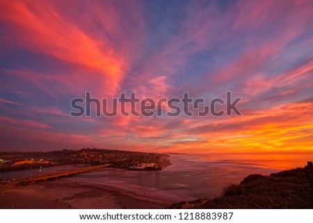 Beautiful sunset at Del Mar beach