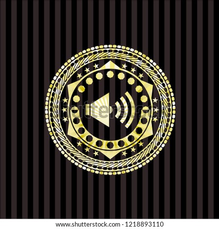 sound icon inside golden badge