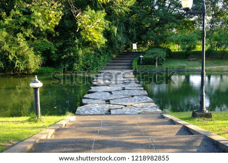Bridge stone on the river  Royalty-Free Stock Photo #1218982855