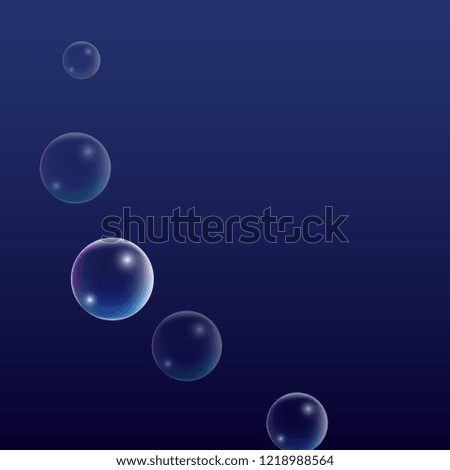  Set of Realistic Water or Soap Bubbles for Your Design. Soap Bubbles with Rainbow Reflection.Shampoo or Foam Cosmetic Flyer and Invite. Bubble with Hologram Reflection. Isolated Vector Illustration.