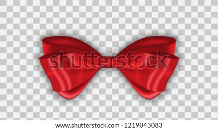 Colorful naturalistic 3D beautifully knotted bow on transparent background. Vector Illustration. EPS10