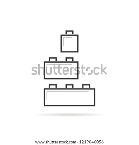 black thin line building toy logo. concept of small edifice, brickwork, compound, puzzle, project, collection. flat linear style trend modern brand design illustration on white background