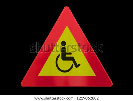 Traffic sign isolated - Man in wheelchair - On black