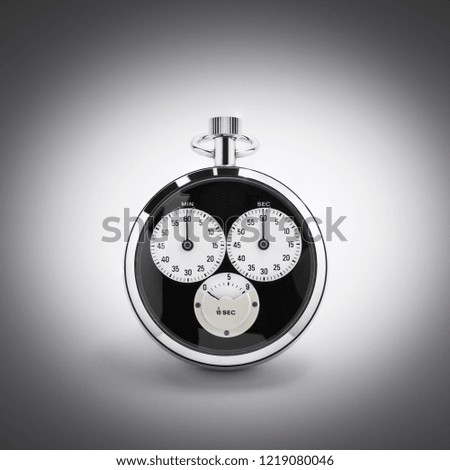 An old black and chrome chronometer perfectly working on a gradient background