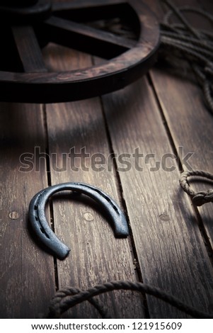 Lucky horseshoe on a wood floor
