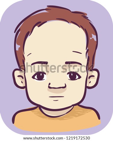 Illustration of a Kid Boy with a Large Head and Prominent Forehead