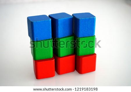 RGB red green blue wooden toy blocks