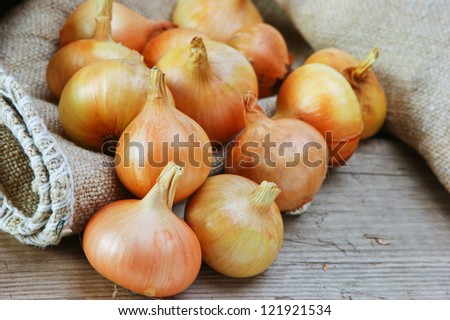 onions on a wooden board Royalty-Free Stock Photo #121921534