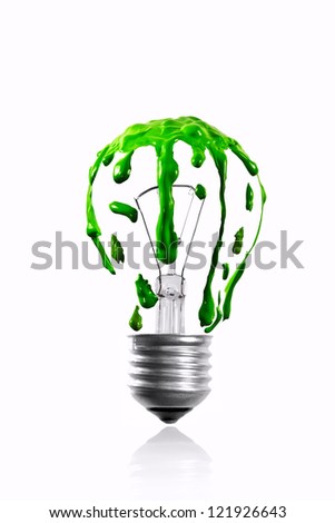 Green color dripping shape light bulb