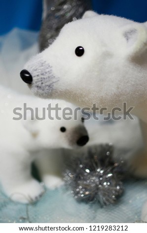 Composition of two polar bears. Christmas illustration.