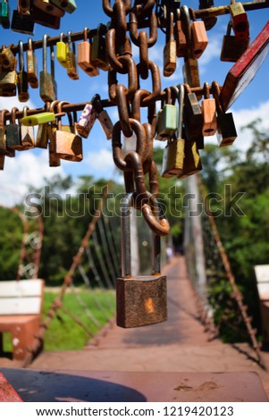Key Lock at Wire Rope, Love concept,believe