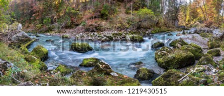 river Loisach in wild canyon nearby city Garmisch in Bavaria
