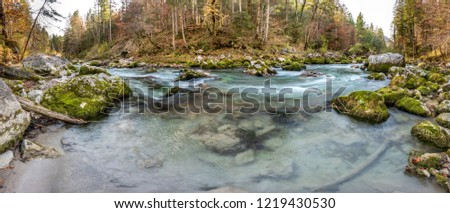 river Loisach in wild canyon nearby city Garmisch in Bavaria