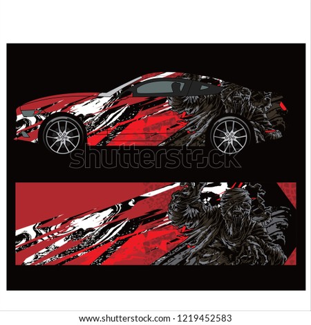Car decal vector, graphic abstract skull racing designs for vehicle Sticker vinyl wrap