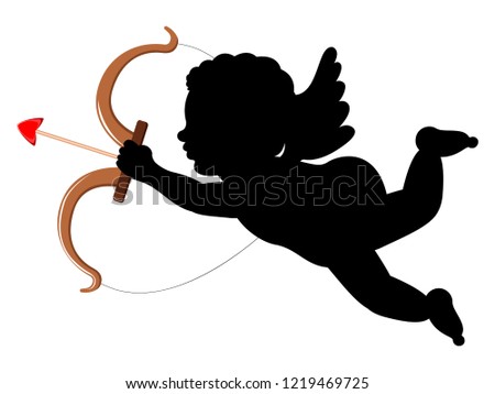 Silhouette of a cupid angel. Vector illustration design