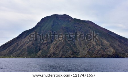 Stromboli island and active volcano,Aeolian islands,Italy,