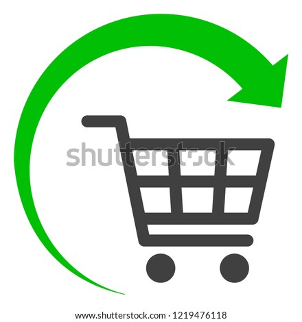 Repeat shopping cart icon on a white background. Isolated repeat shopping cart symbol with flat style. Royalty-Free Stock Photo #1219476118