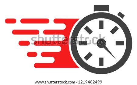 Timer icon with fast speed effect in red and black colors. Vector illustration designed for modern abstraction with symbols of speed, rush, progress, energy.