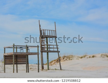 Life Guard Station and Tower on the Atlantic Ocean in Duval County, Jacksonville Florida