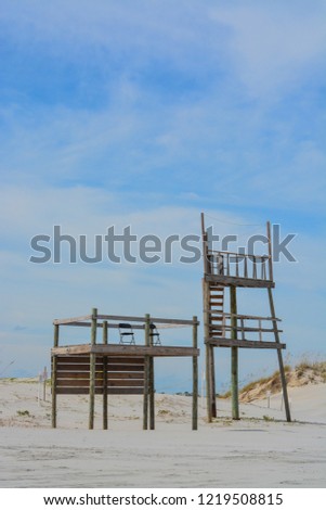Life Guard Station and Tower on the Atlantic Ocean in Duval County, Jacksonville Florida
