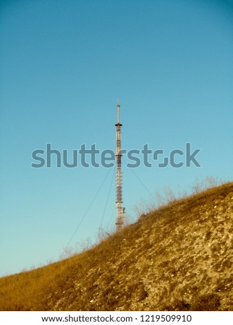 High TV tower on the mountain
