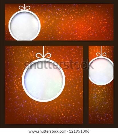 Glowing shiny brown christmas banners. Vector eps10.